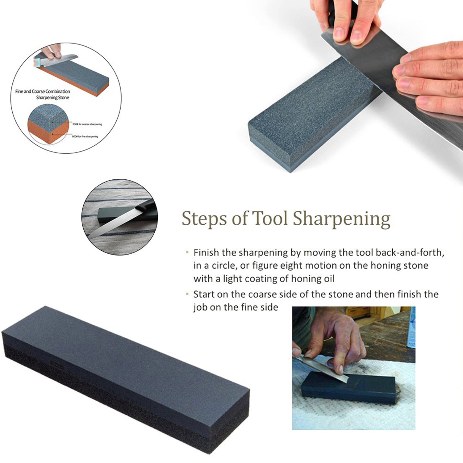 Sharpening stone set, thickened and robust, for safe use with knives, scissors, and axes. Sharpening stone set, thickened and robust, for safe use with knives, scissors, and axes.